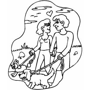 Walking dogs coloring sheet