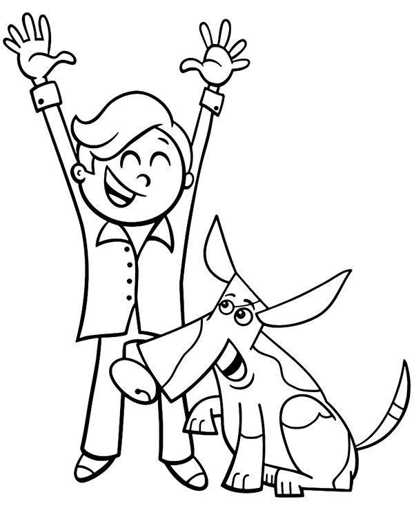 Printable coloring page with a dog