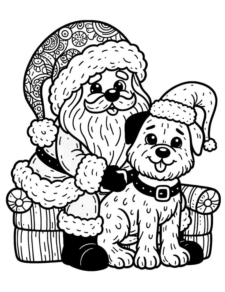 Free christmas dog coloring pages for kids