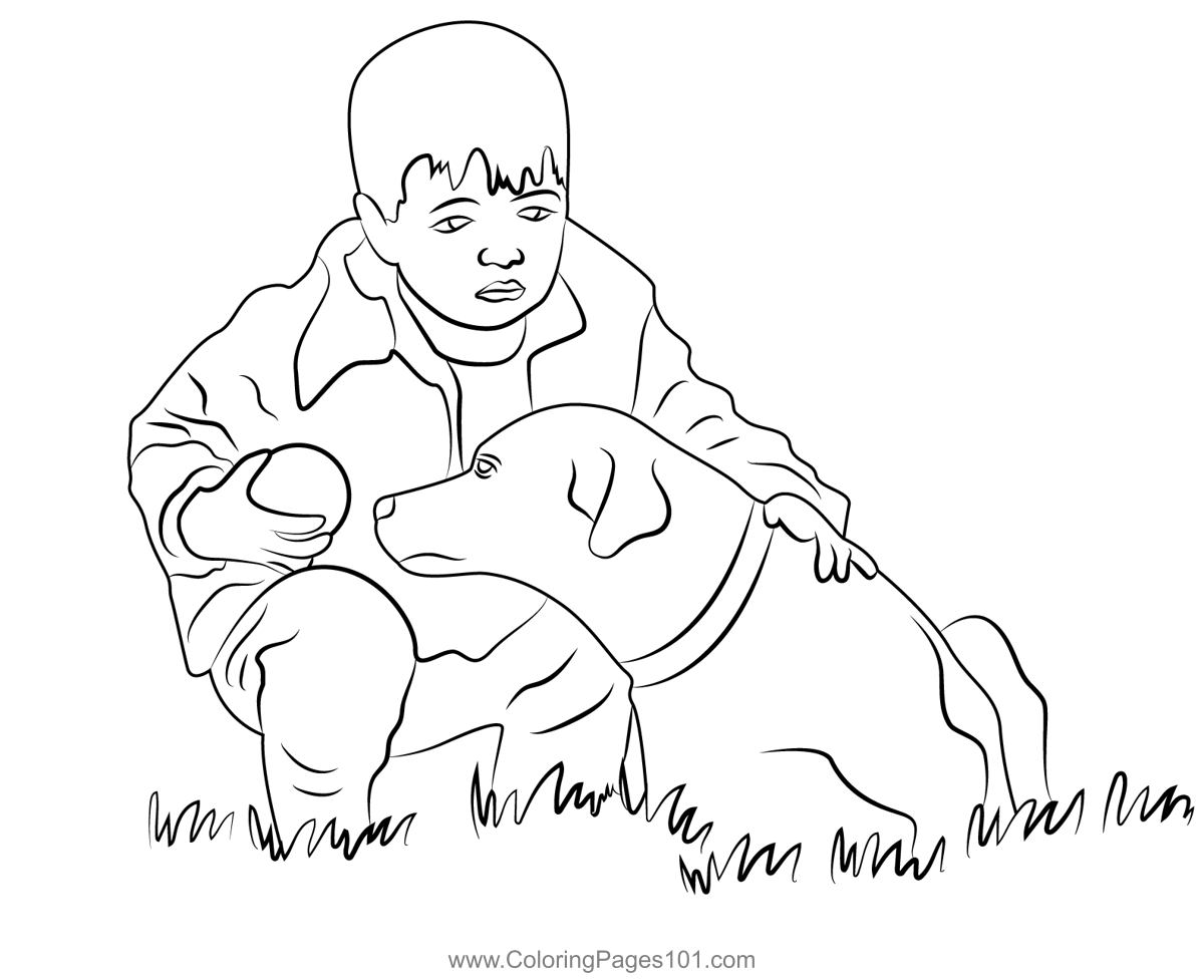 Boy play with dog coloring page dog coloring page coloring pages for boys coloring pages