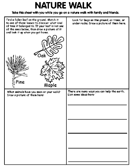 Nature walk coloring page