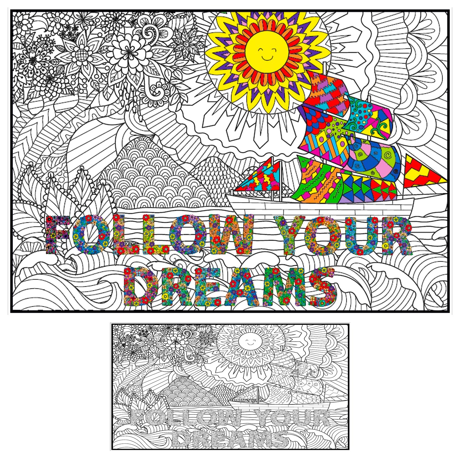 Giant coloring poster for adults and kids