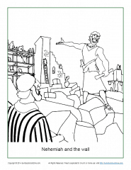 Nehemiah and the wall coloring page