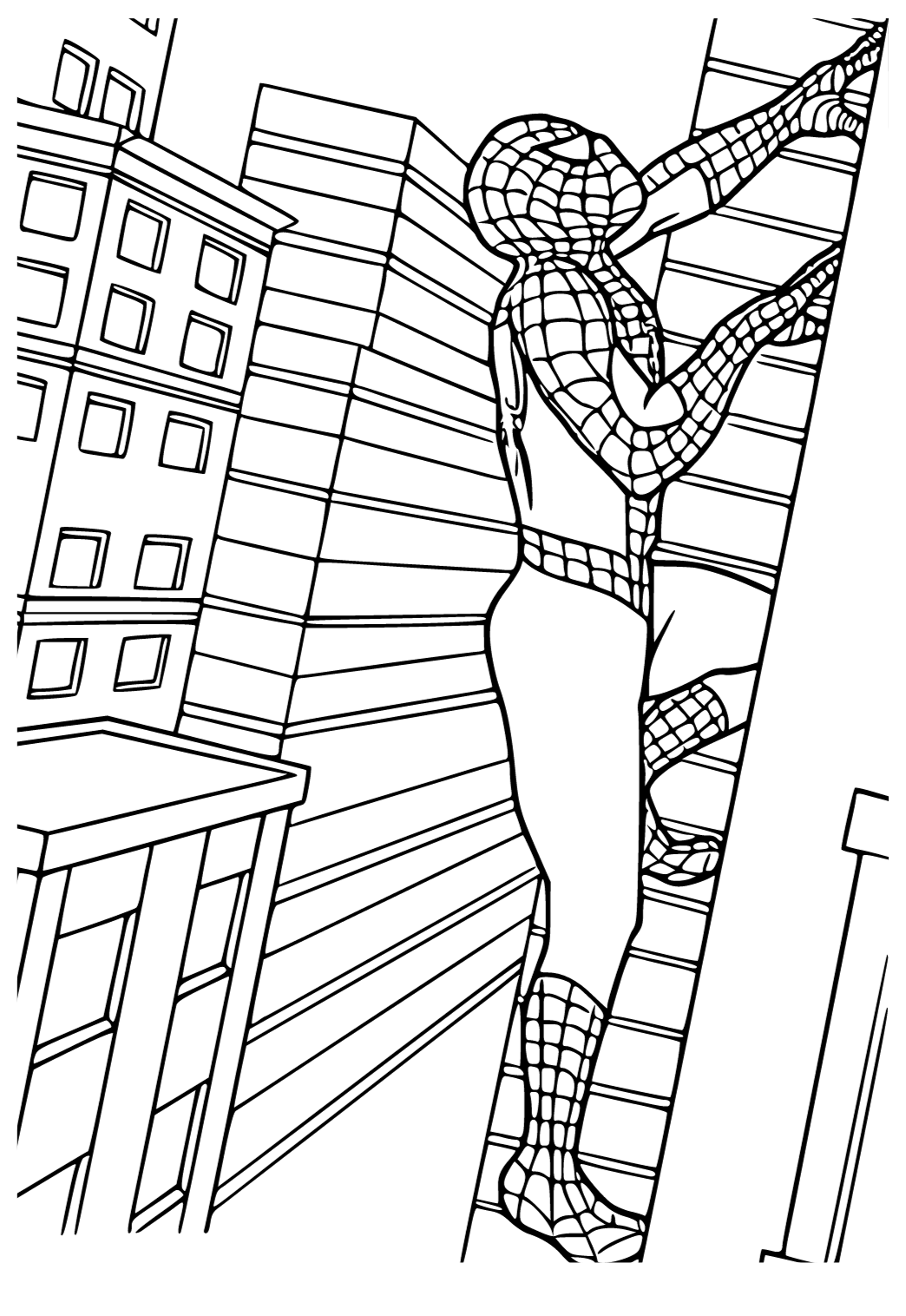 Free printable spiderman wall coloring page for adults and kids