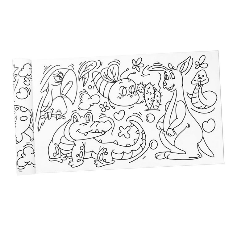Children coloring paper roll table wall coloring sheets arts crafts activity zoo