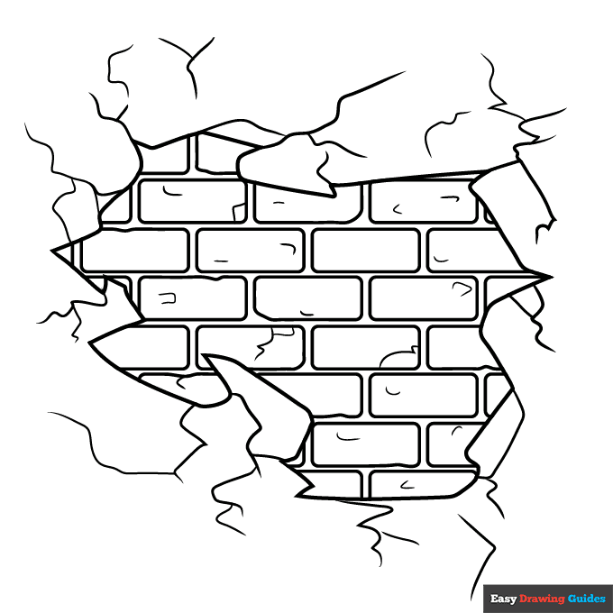 Brick wall coloring page easy drawing guides