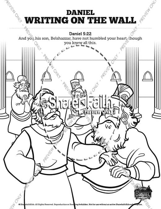 Daniel writing on the wall sunday school coloring pages â