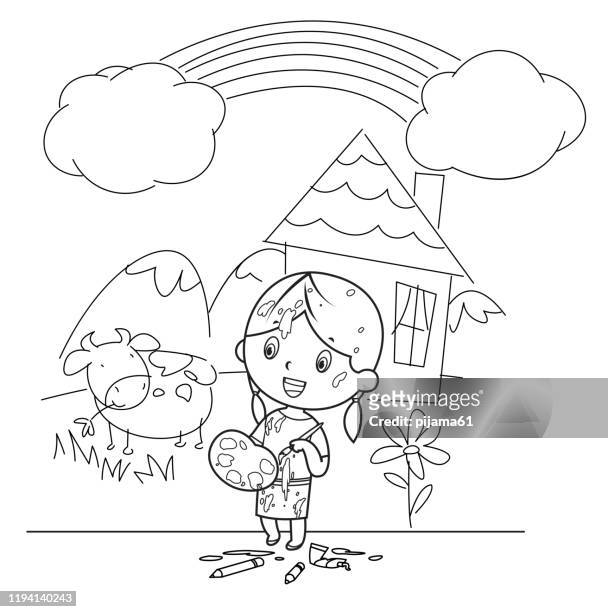 Child coloring wall high res illustrations