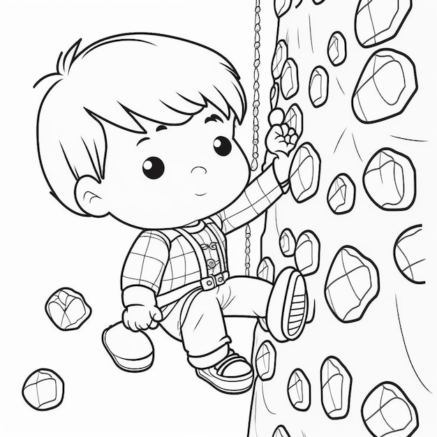 Premium photo coloring pages for kids climbing wall climb coloring pages generative ai