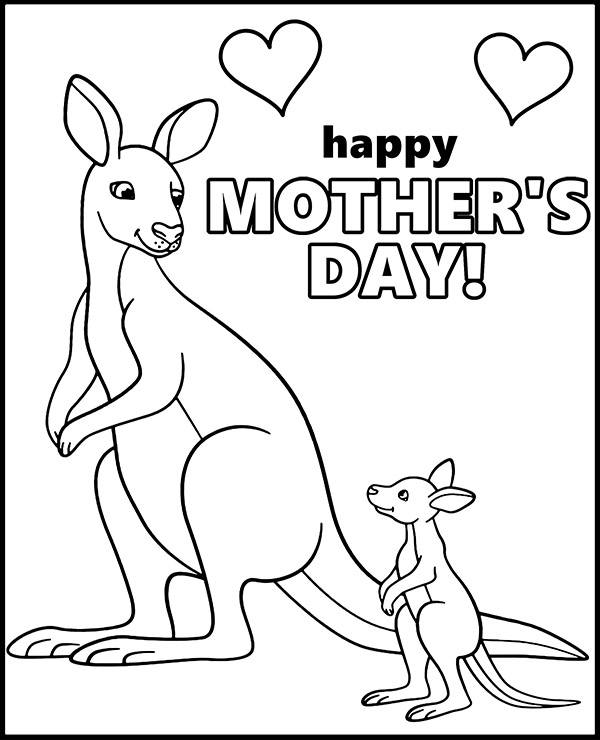 Printable mothers day coloring page kangaroos