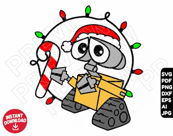 Wall e christmas lights svg png dxf clipart cut file layered by color