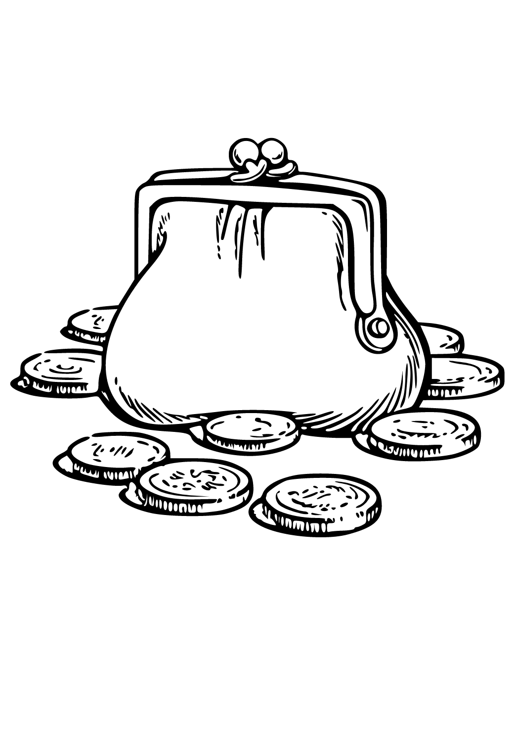 Free printable money wallet coloring page for adults and kids