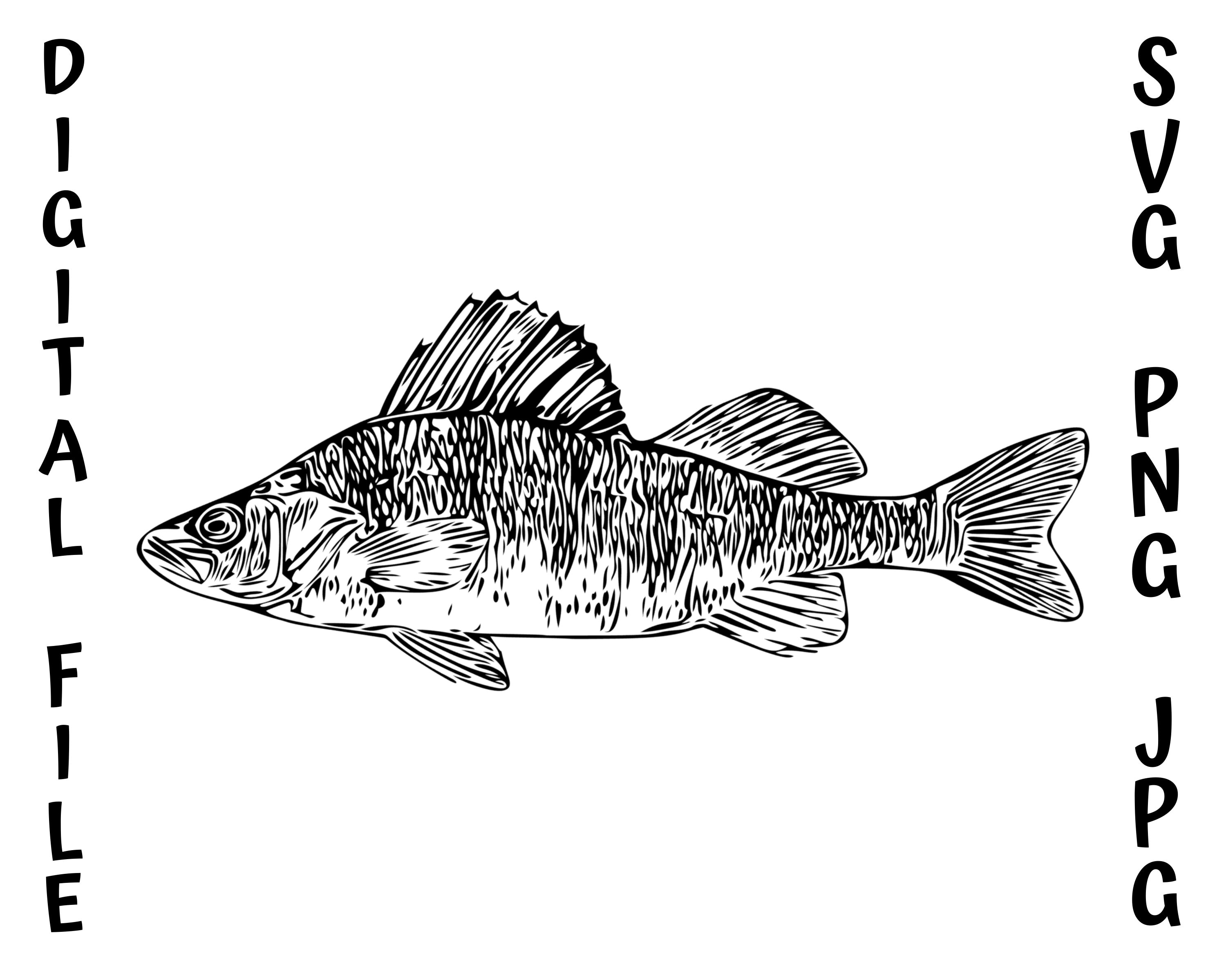 Fish walleye svg png jpg cut file digital design