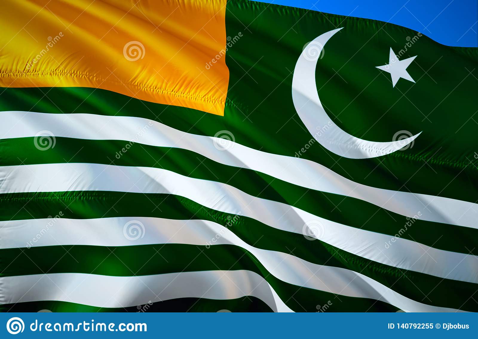 Azad kashmir flag d waving flag design the national symbol of azad kashmir d rendering stock image