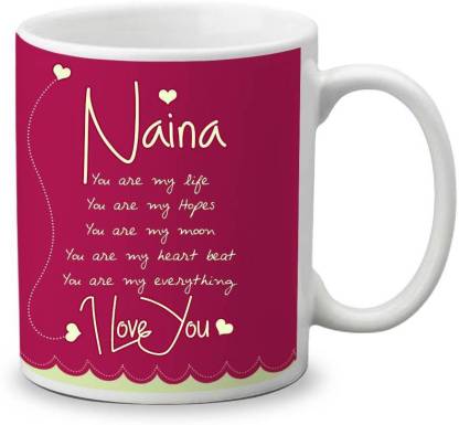 My gifts zone naina name beautiful ceramic coffee gifts for anniversary valentines day gifts for your loved ones ceramic coffee mug price in india