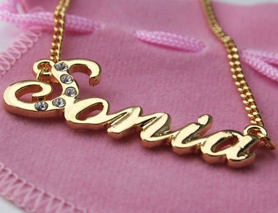 Name necklace sonia gold plated ct personalised necklace