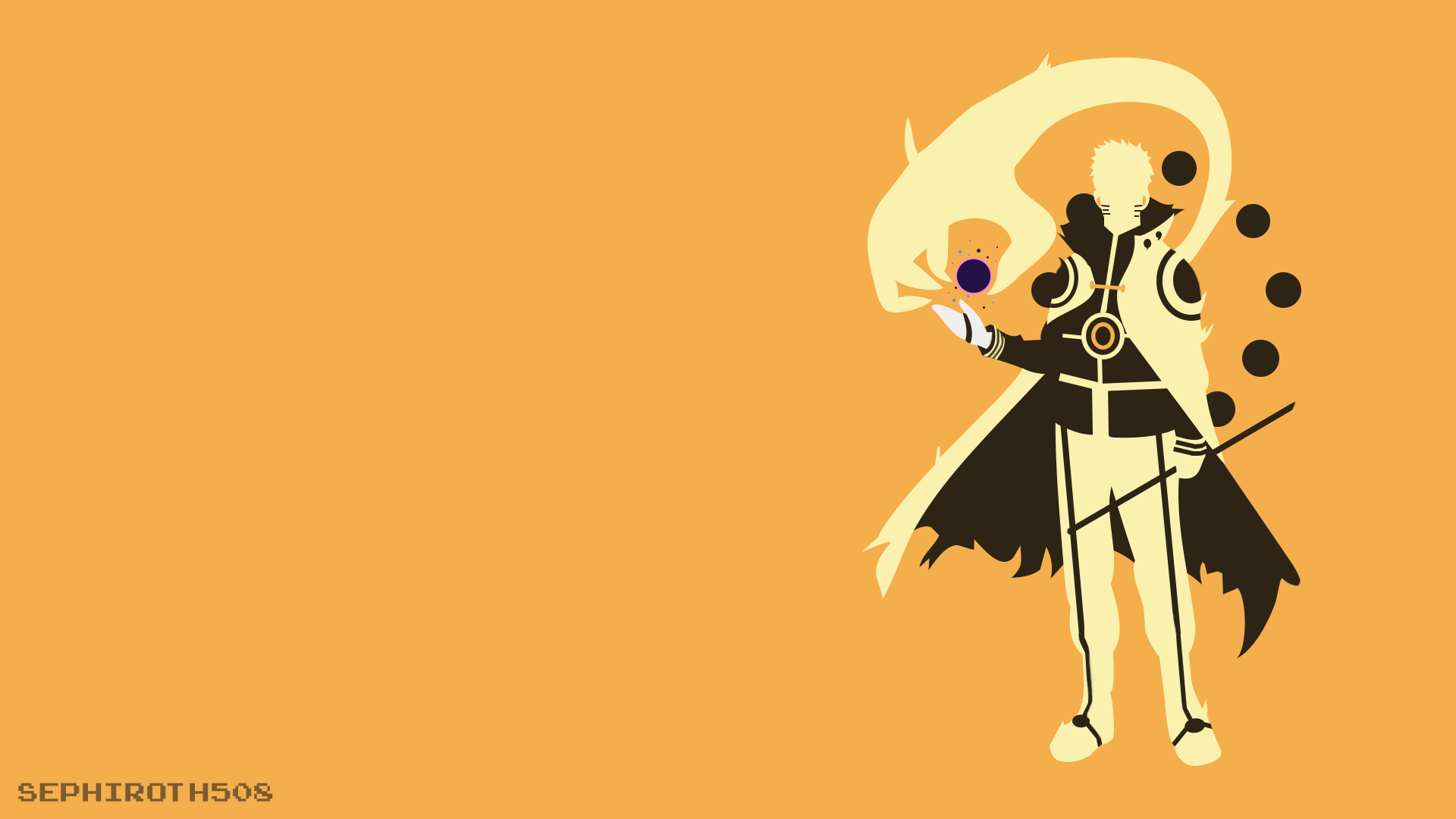 Made a minimalist wallpaper of hokage naruto in bijuu mode rnaruto