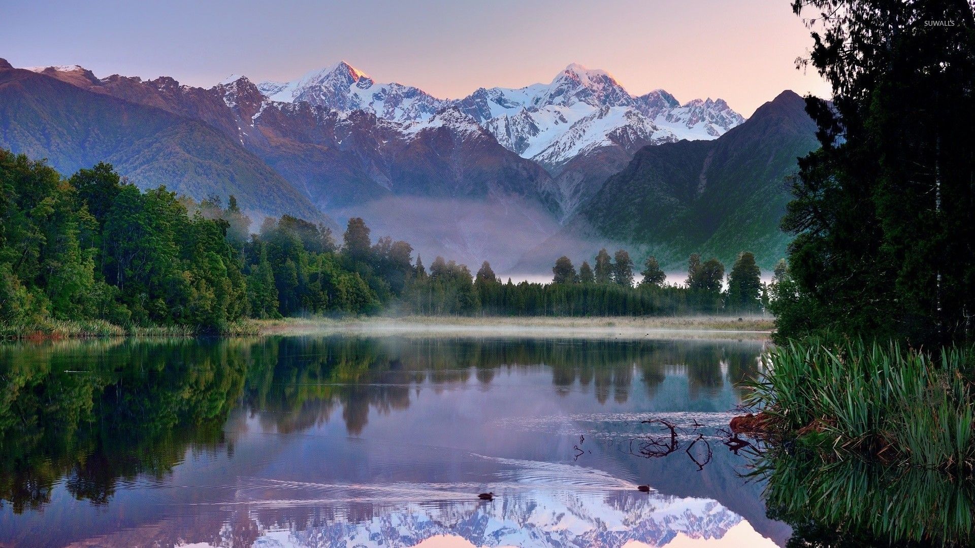 New zealand mountains mountain lake in new zealand wallpaper