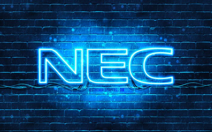 Download wallpapers nec blue logo k blue brickwall nec logo brands nec neon logo nec for desktop free pictures for desktop free