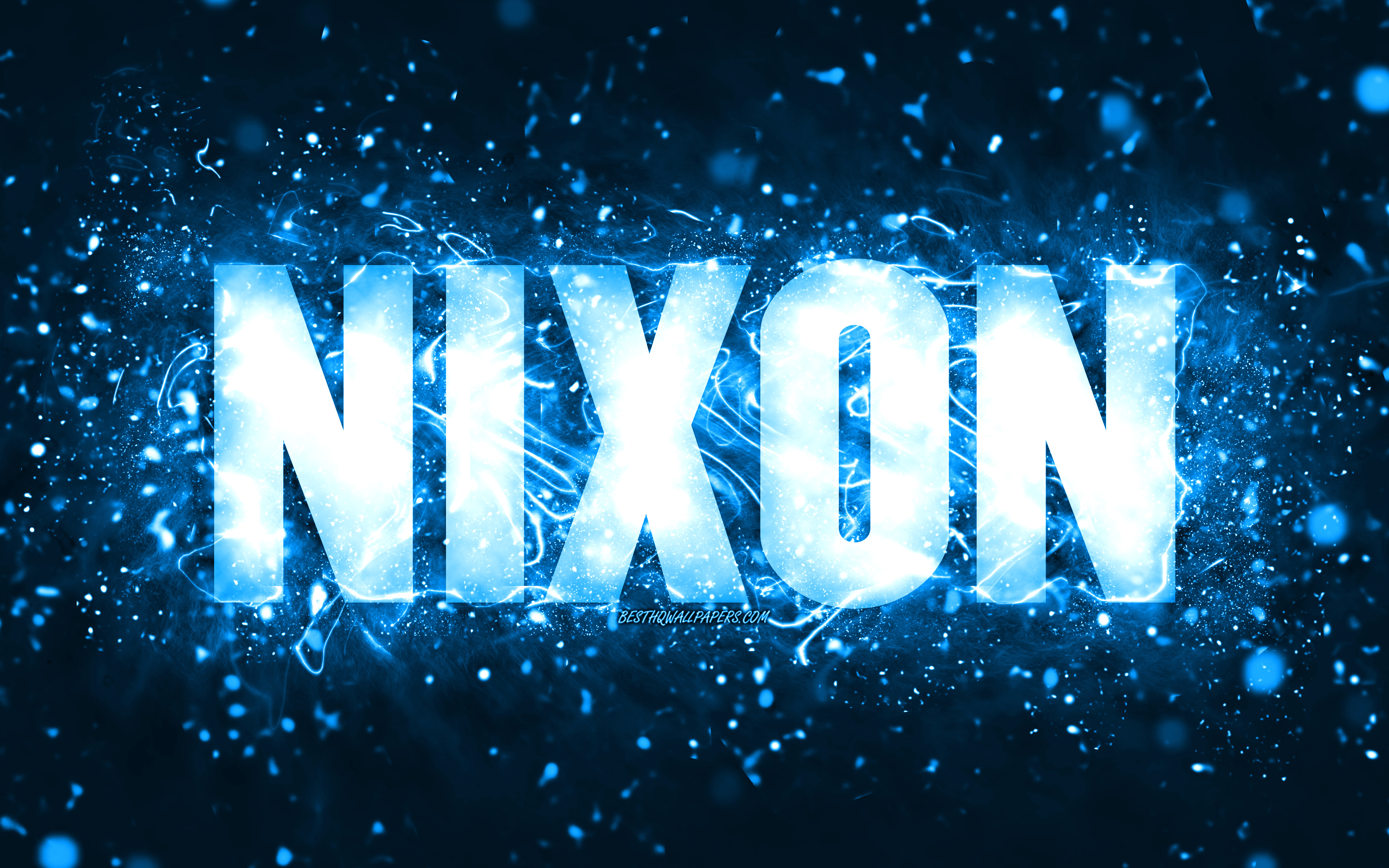 Download wallpapers happy birthday nixon k blue neon lights nixon name creative nixon happy birthday nixon birthday popular american male names picture with nixon name nixon for desktop with resolution x high