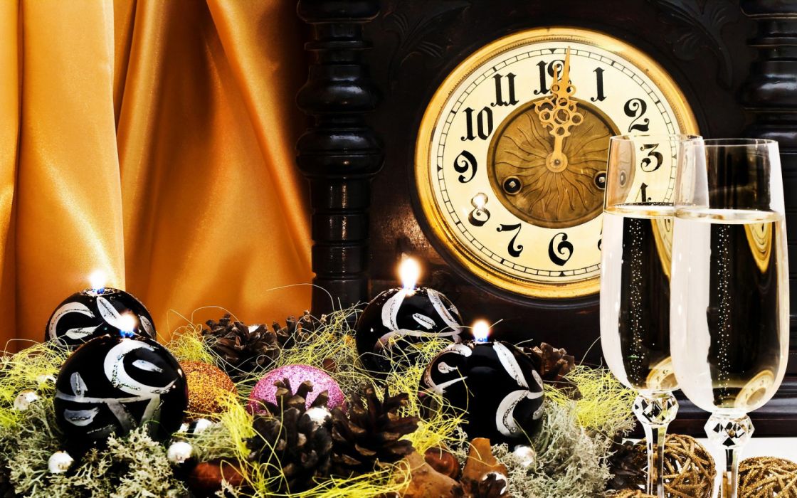 Navidad noche vieja reloj copas cava uvas wallpaper x