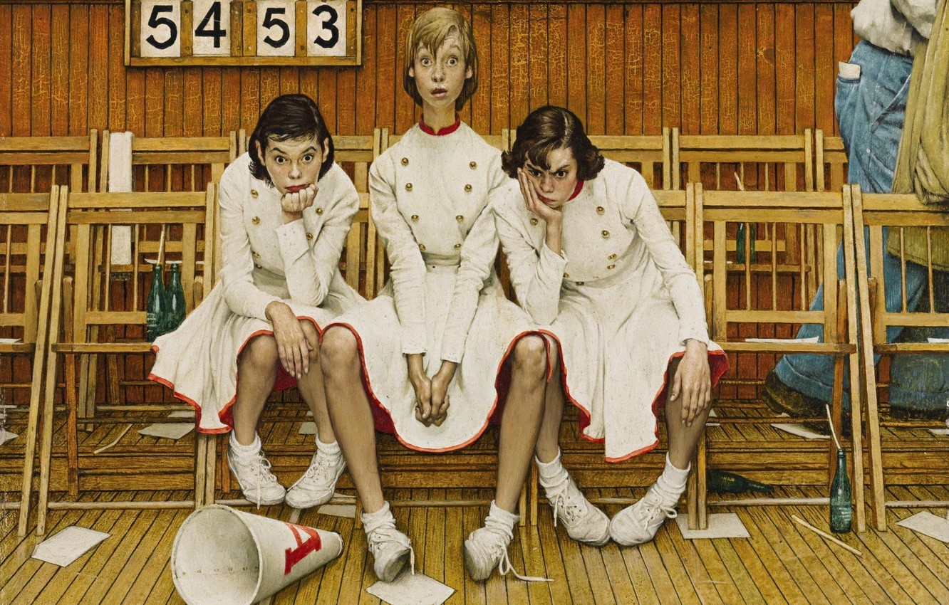 Wallpaper norman rockwell norman rockwell american painter and illustrator american artist and illustrator oil on masonite losing the game cheerleaders norman percevel rockwell loss cheerleaders images for desktop section ððððððññ