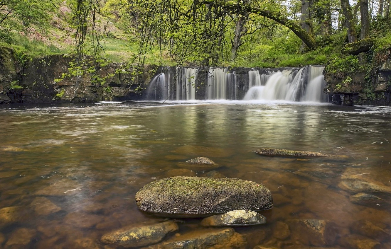 Wallpaper forest river stones england waterfall england north york moors walker mill foss images for desktop section ððµðð