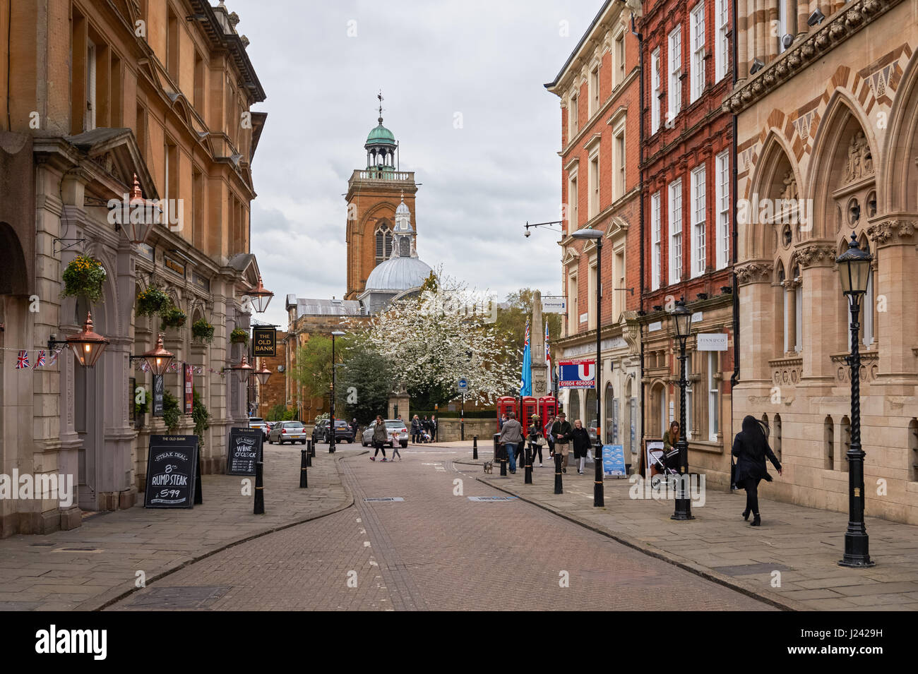 St giles square with all saints northampton church in the background northampton england united kingdom uk stock photo