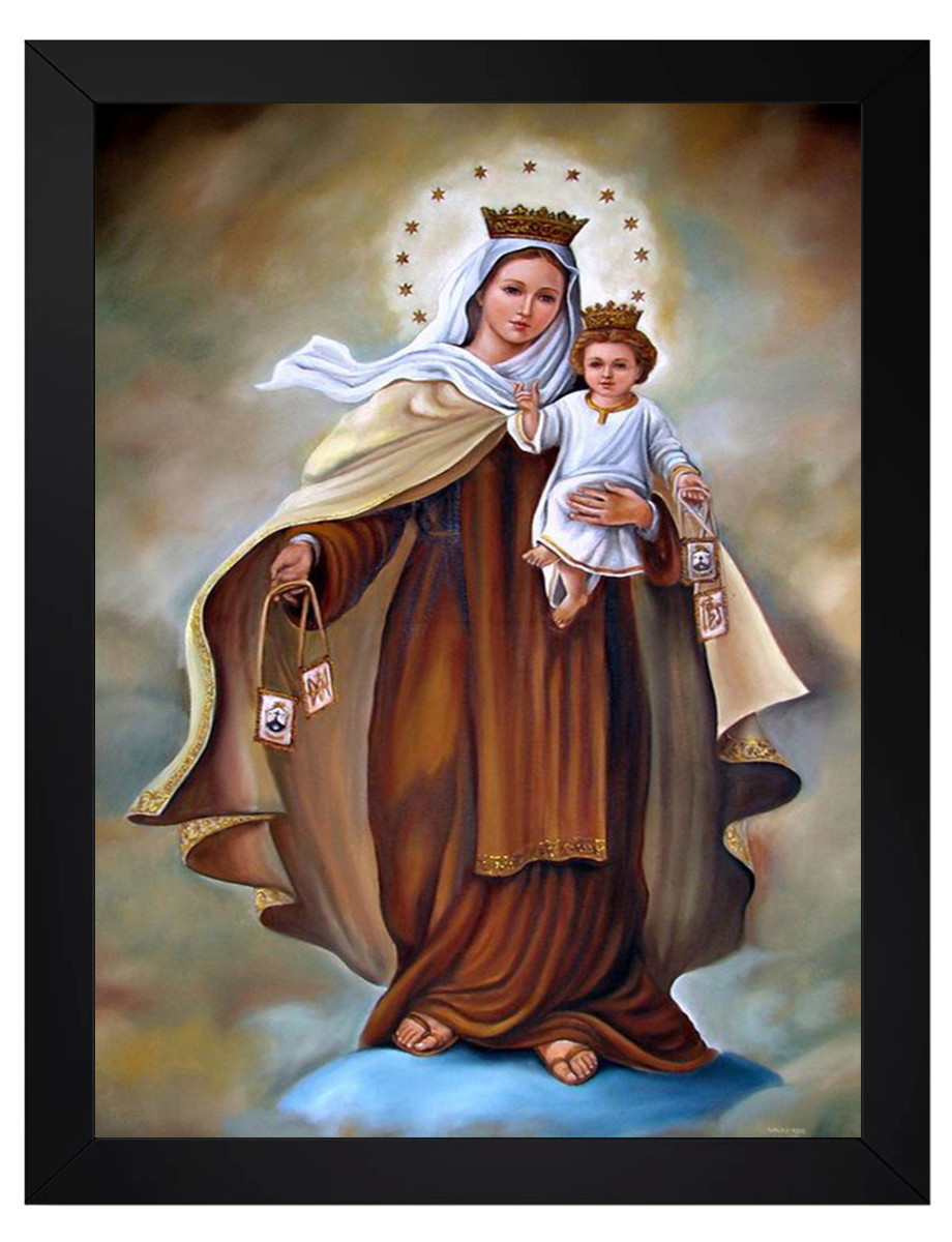 Quadro nossa senhora do carmo bebe tam x cm vidro no pegasus decoraãão dbc