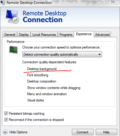 Server desktop wallpaper is not appearing when i coonect the server in rdp
