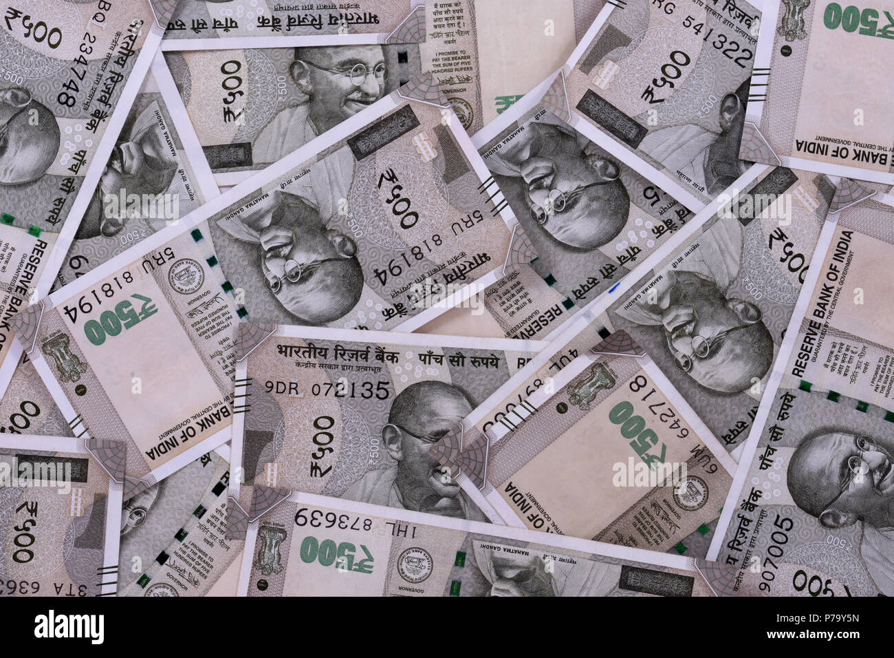 New indian currency of rupee notes background stock photo