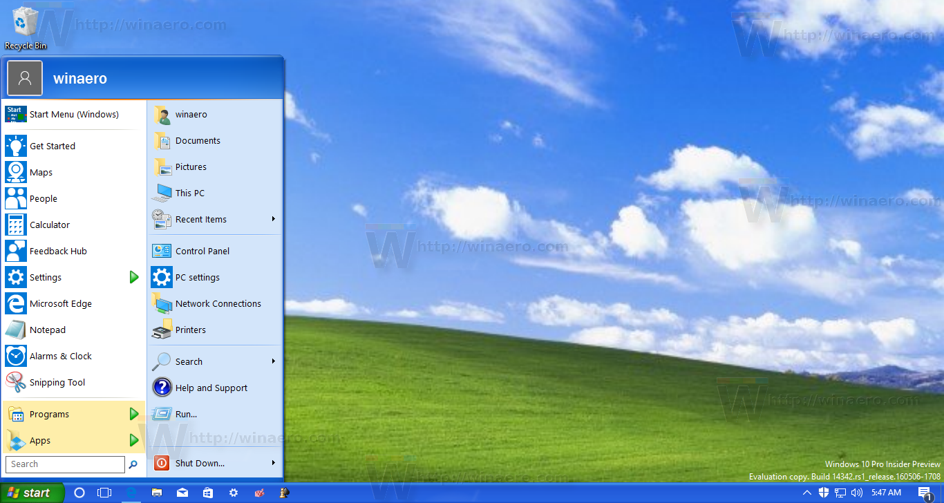 Get windows xp look in windows without themes or patches