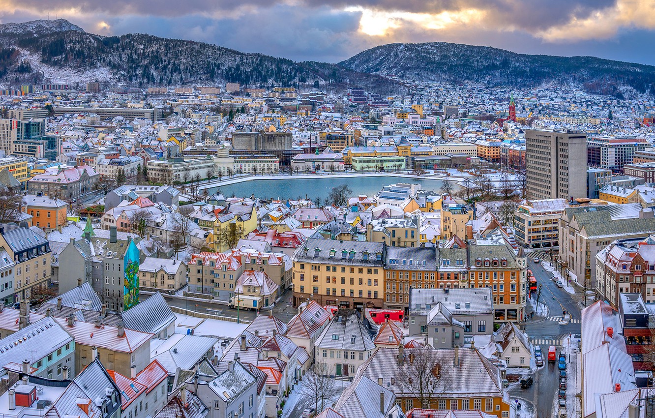 Wallpaper winter forest clouds snow landscape mountains the city pond home norway the view from the top oslo images for desktop section ððñðð