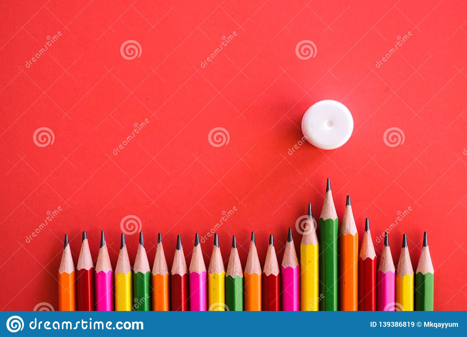 Pencil on red background stock image image of workplace