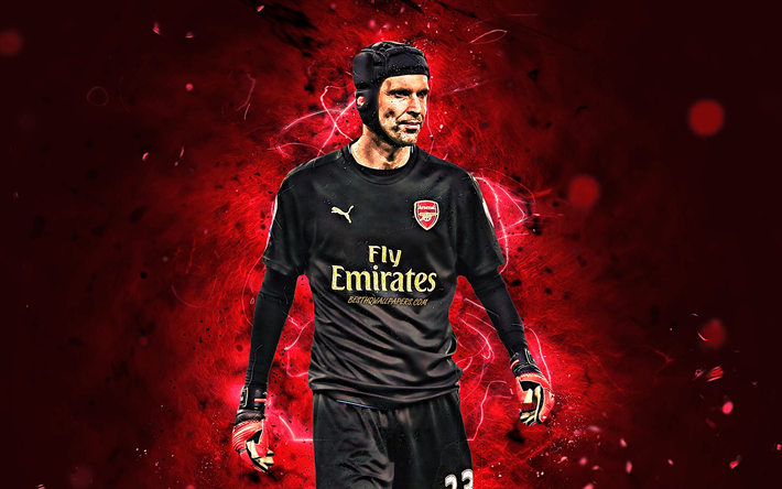 Download wallpapers petr cech goalkeeper czech footballers arsenal fc soccer cech premier league footballers the gunners neon lights for desktop free pictures for desktop free