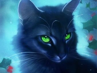 Hollyleaf face cat pisici blue frumusete christmas craciun luminos green eyes mistletoe fantasy mothmori hd wallpapâ in warrior cats hd wallpaper cats