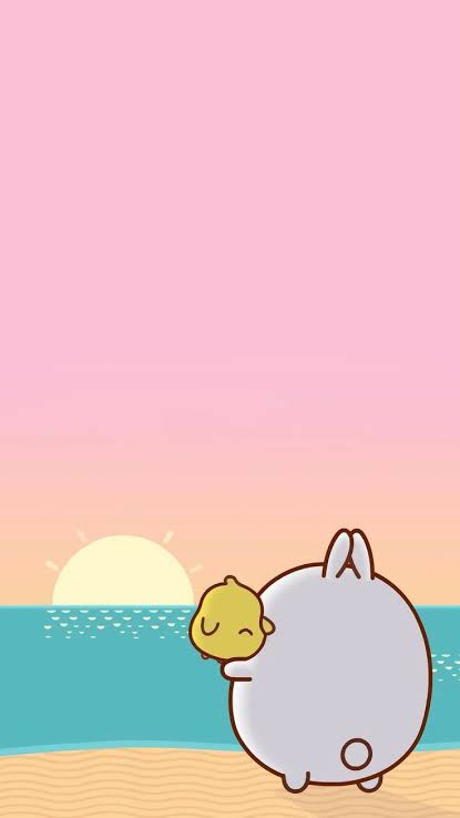 Molang and piupiu sunset mobile wallpaper rmolang