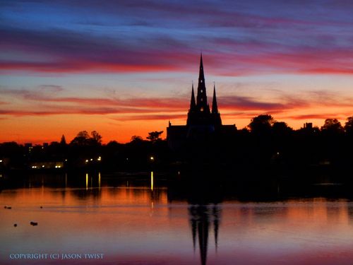 Lichfield cathedral sunset wallpaper background id