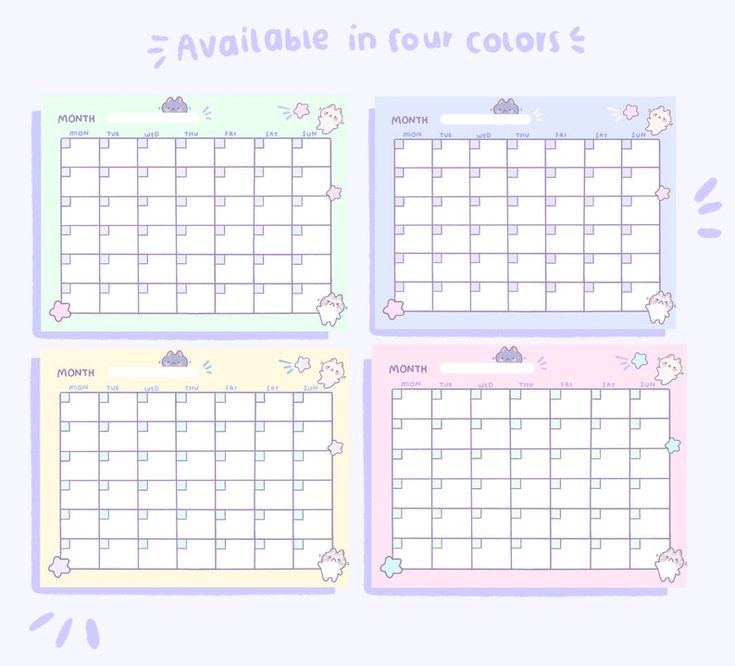 Open monthly calendar cute stationery instant download