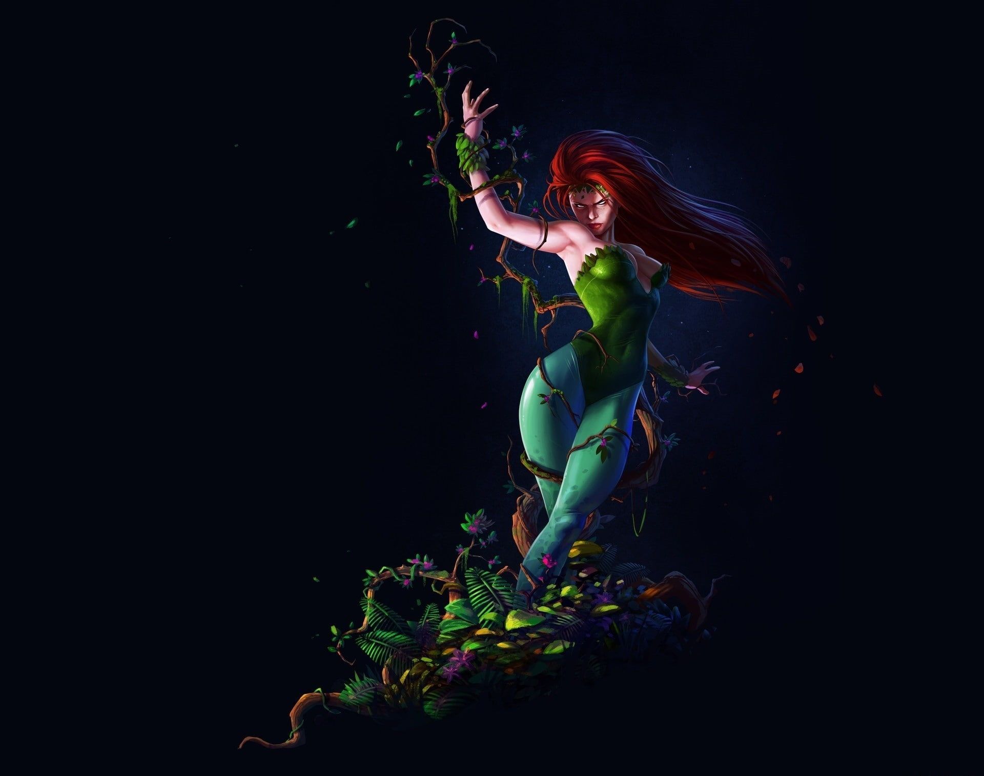 Poison ivy fantasy art women artwork p wallpaper hdwallpaper desktop poison ivy fantasy art background hd wallpaper