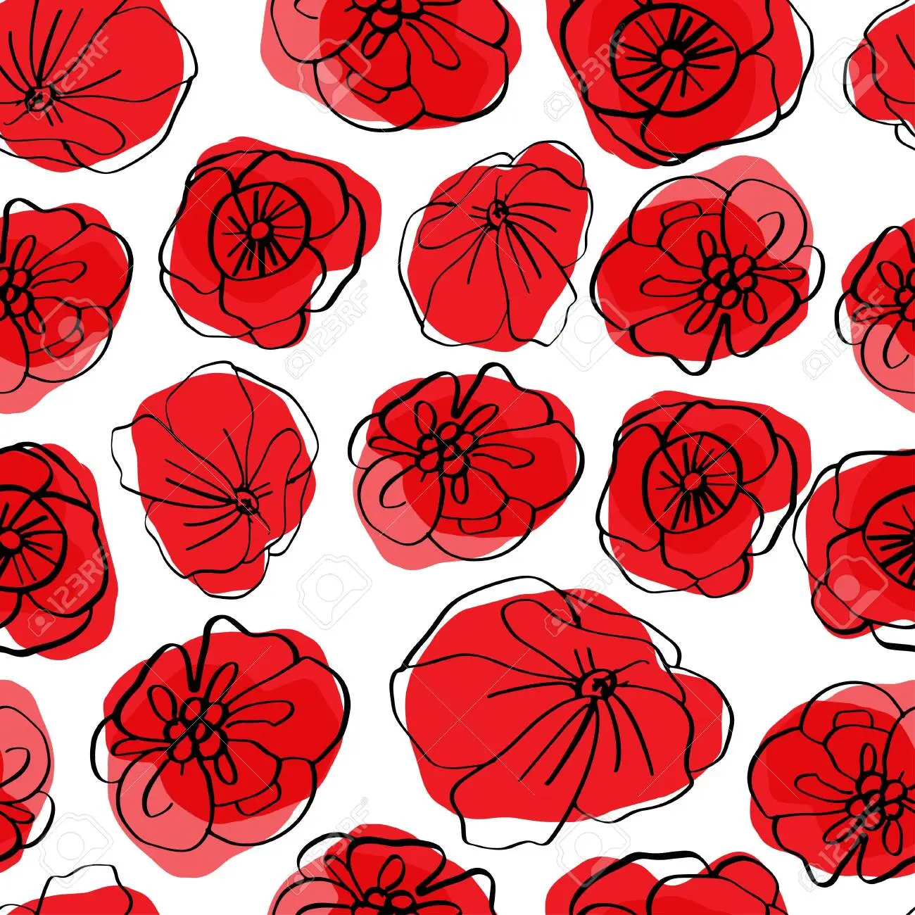 Poppy seamless pattern red poppies on white background can be uset for textile wallpapers prints and web design vector illustration royalty free svg cliparts vectors and stock illustration image