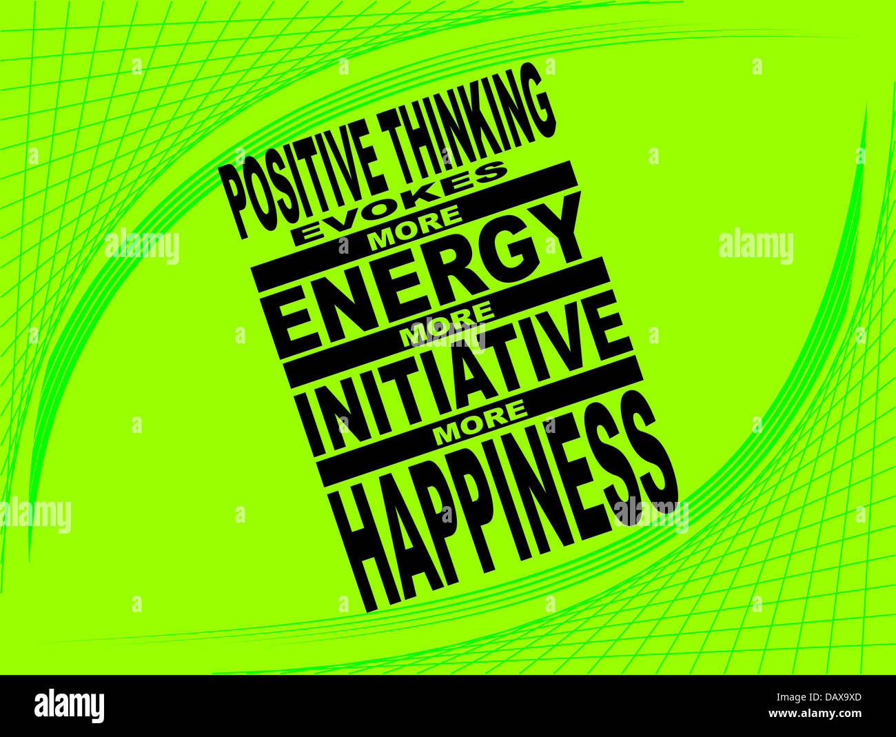 Poster or wallpaper with an inspiring phrase positive thinking evokes more energy more initiative more happiness stock photo