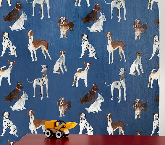 Preppy dogs peel stick kids wallpaper pottery barn kids