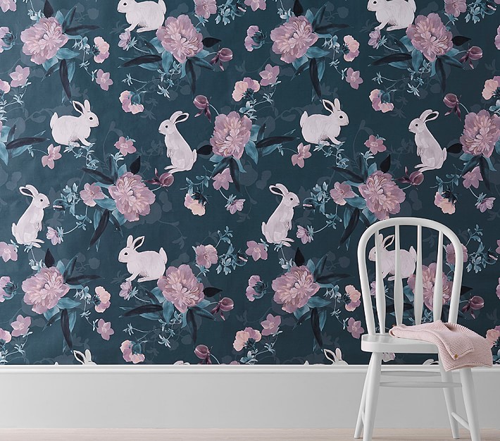 Bunny peel stick wallpaper pottery barn kids