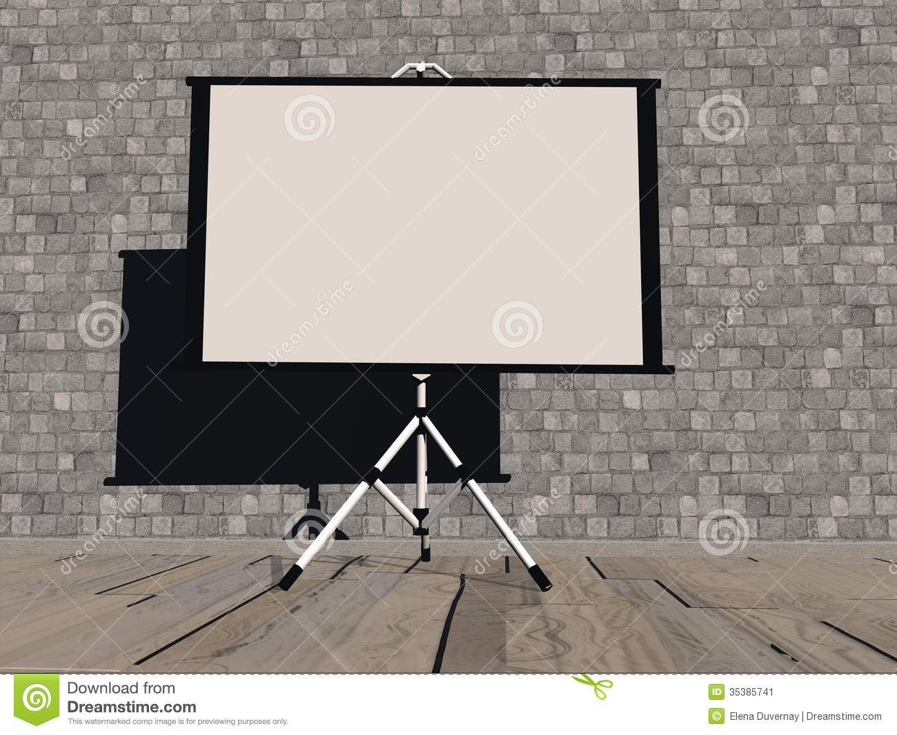 Empty white projector screen