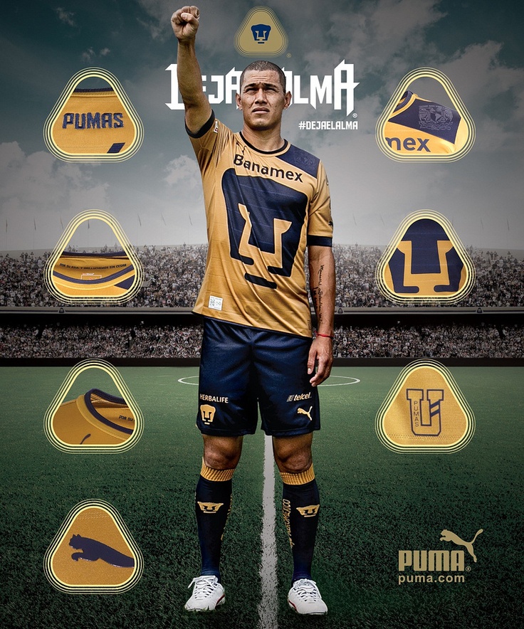 Pumas de la unam puma home away and third jerseys