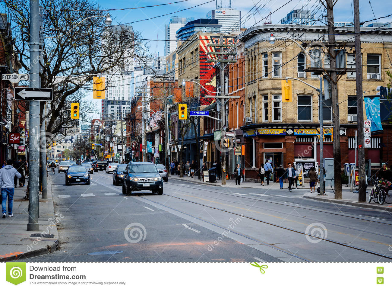 Queen street west in the fashion district of toronto ontario editorial image