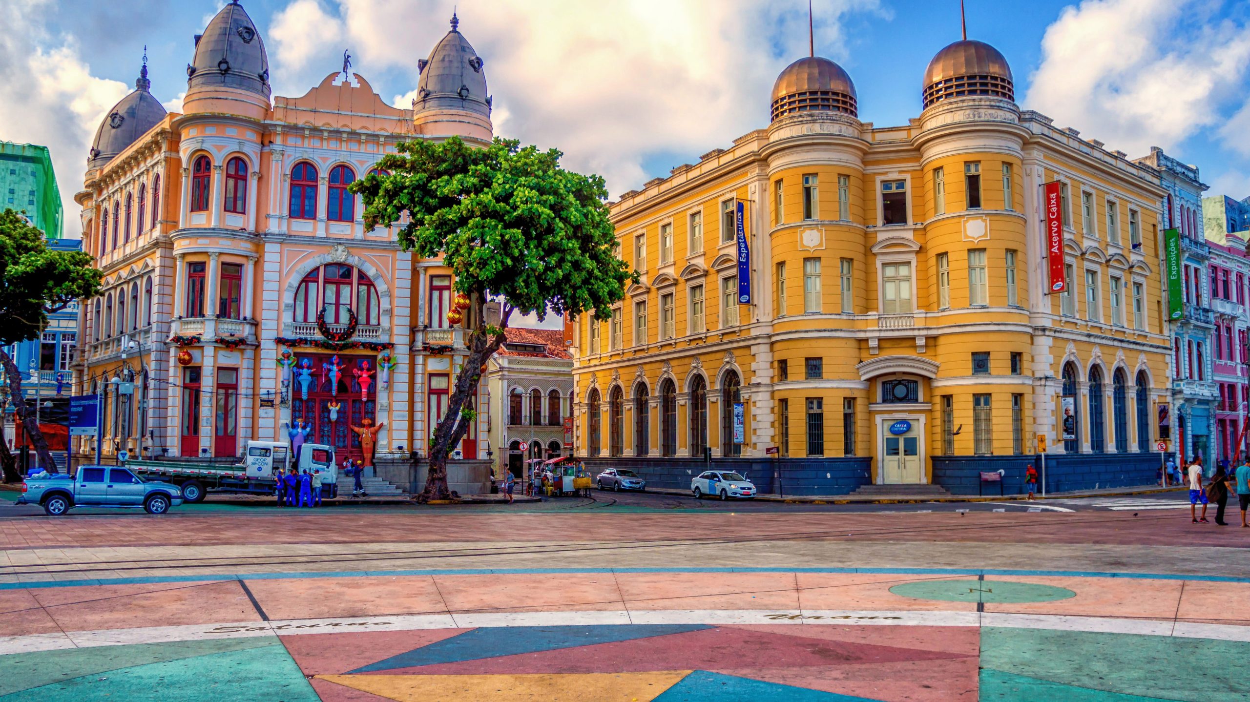 Wallpaper pink and yellow buildings ground zero recife