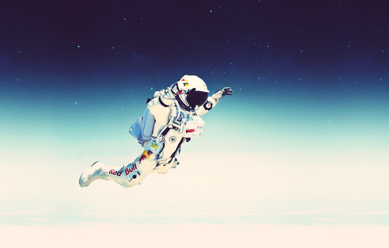 Wallpaper the sky space stars flight jump the suit stratos red bull felix baumgartner images for desktop section ðºðñððñ