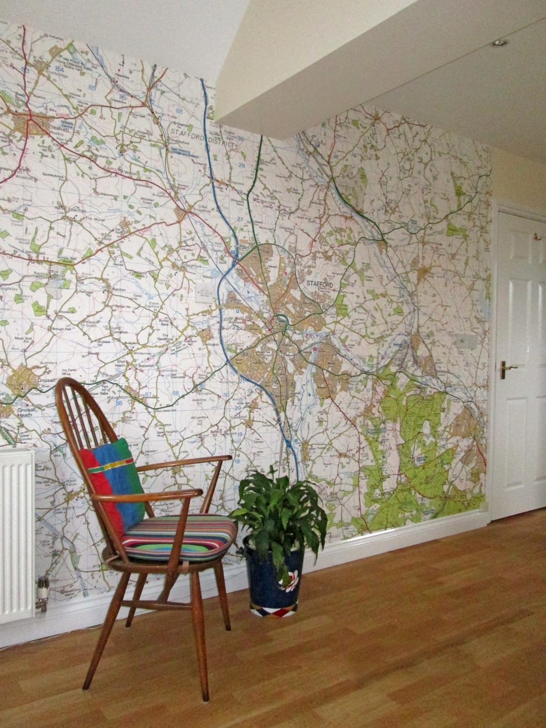 Living room ordnance survey map wallpaper mural